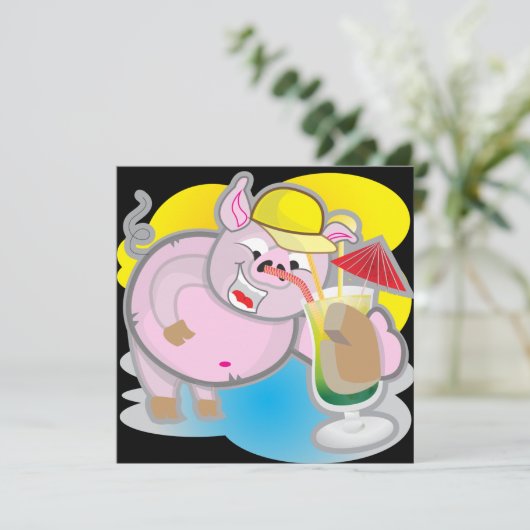 豚おもしろいパーティの招待状 招待状 (スタンド正面)