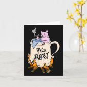 豚おもしろい串焼きバーベキューパーティーグリルマスターギフト カード (黄色い花)