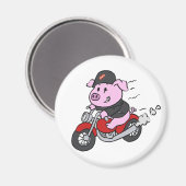 豚おもしろい乗りバイク |背景色 マグネット (正面/裏面)