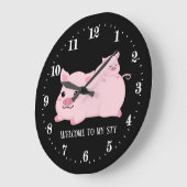 豚おもしろい愛好家sty追加文字 ラージ壁時計 (傾斜)