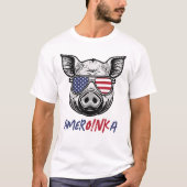 豚おもしろい船OINK-a愛国心 Tシャツ (正面)