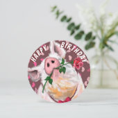 豚おもしろい誕生日カードロマンチックなバラ (スタンド正面)