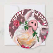 豚おもしろい誕生日カードロマンチックなバラ (裏面)