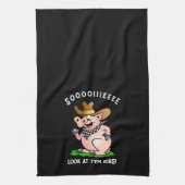 豚おもしろい豚がキャラクターを呼び出す キッチンタオル (縦)