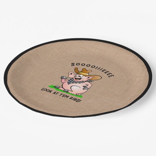 豚おもしろい豚がキャラクターを呼び出す ペーパープレート (アングル)