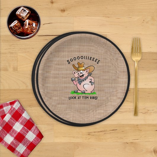 豚おもしろい豚がキャラクターを呼び出す ペーパープレート