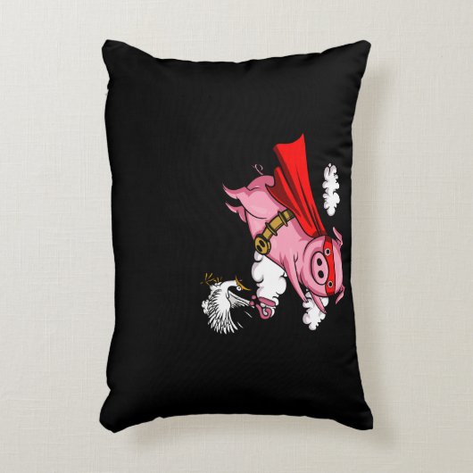 豚おもしろい飛んでいる農畜産ポーク アクセントクッション (正面(垂直))