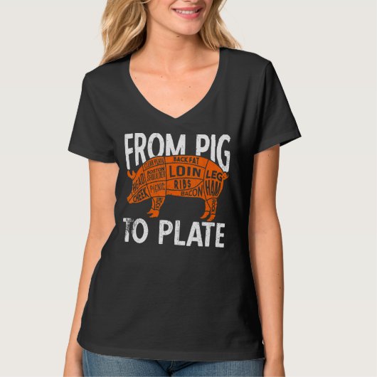 豚からプレート肉肉肉屋まで Tシャツ (正面)