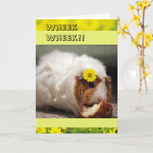 豚かわいらし母の日札 カード (黄色い花)