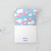 豚かわい飛んでいるい誕生日カード カード (内部)