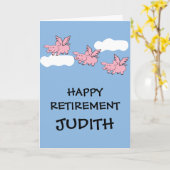 豚がおもしろい飛ぶ時の引退 カード (黄色い花)