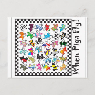 豚がはがきを飛ばす時 ポストカード