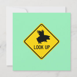 豚がカードを飛ばしてくれるように目を上げる ノートカード