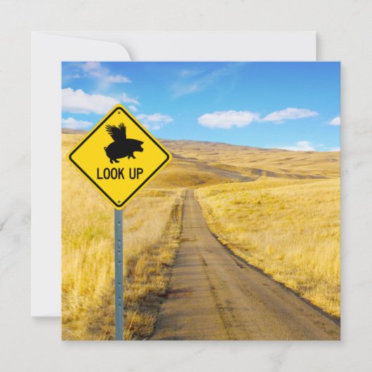 豚がカードを飛ばしてくれるように目を上げる ノートカード (正面)