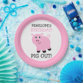 豚がパーティーのピンクのパーソナライズされたパーティー ペーパープレート (パーティー)