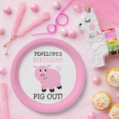 豚がパーティーのピンクのパーソナライズされたパーティー ペーパープレート (パーティー)