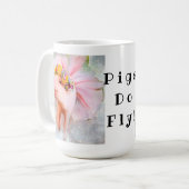 豚がマかわいらしグを飛ぶときに、ドレスのpurtyの子豚 コーヒーマグカップ (正面左)