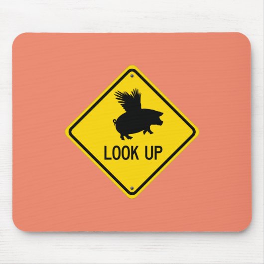 豚がマウスパッドを飛ぶように目を上げる マウスパッド (正面)