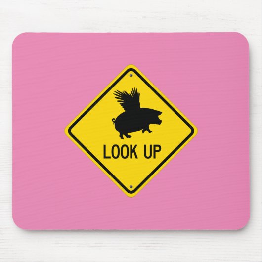 豚がマウスパッドを飛ぶように目を上げる マウスパッド (正面)