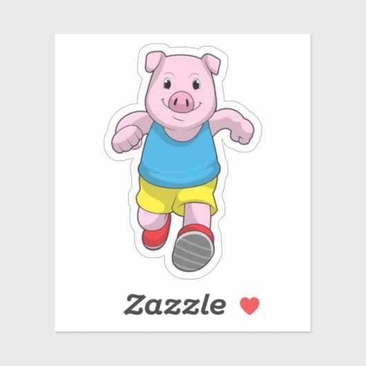 豚がランナランニングーに シール (シート)
