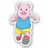 豚がランナランニングーに シール (正面)
