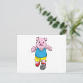 豚がランナーとして走る ポストカード (スタンド正面)