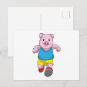 豚がランナーとして走る ポストカード (正面/裏面)