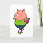 豚がローラースケートでインラインスケートをしている カード (裏面)