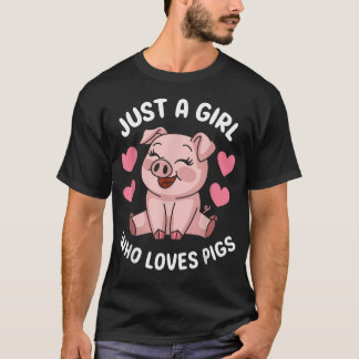 豚が好きな女の子 かわいい豚 Tシャツ
