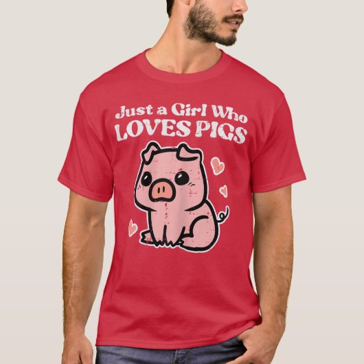 豚が好きな女の子 ブタ好きさんへのギフト Tシャツ (正面)