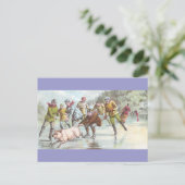 豚が池を越えてアイススケートを引く ポストカード (スタンド正面)