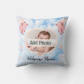 豚が空を飛ぶ飛んでいると、かわいい翼を持つブタ クッション (裏面)