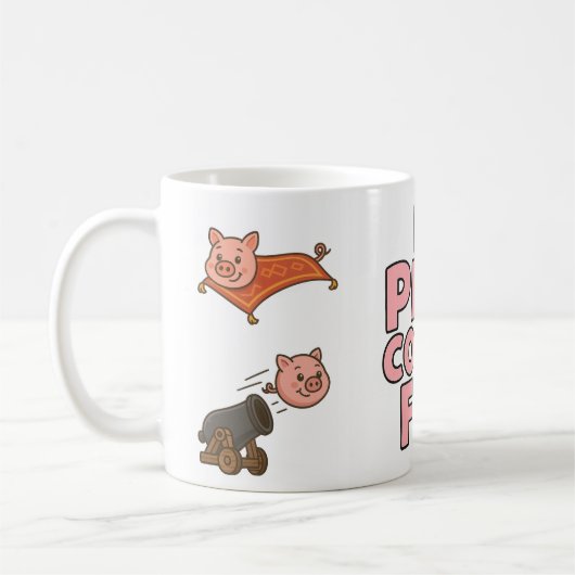 豚が空を飛んだら - 楽しいマグカップ コーヒーマグカップ (左)
