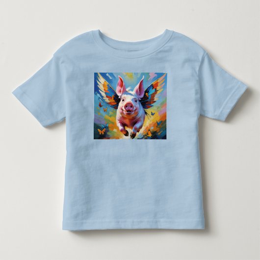 豚が蝶の羽を持って飛ぶ時 トドラーTシャツ (正面)