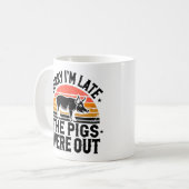 豚が豚の農業に遅れてごめんなさい コーヒーマグカップ (正面左)