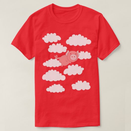 豚が豚を飛ば飛んでいるす Tシャツ (デザイン正面)