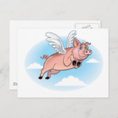 豚が飛ぶとおもしろいが起こる ポストカード (正面/裏面)