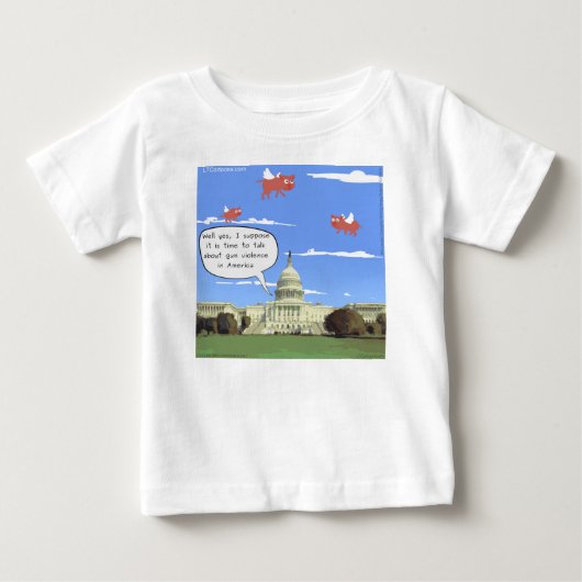 豚が飛ぶときに銃暴力について話す ベビーTシャツ (正面)