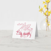 豚が飛ぶときはグリーティングカード カード (黄色い花)