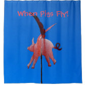 豚が飛ぶ時おもしろいはお洒落浴室の装飾 シャワーカーテン (正面)