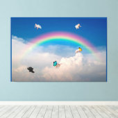 豚が飛ぶ2ストレッチキャンバス印刷 キャンバスプリント (インサイチュ (ウッドフロア))