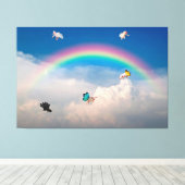 豚が飛ぶ2ストレッチキャンバス印刷 キャンバスプリント (インサイチュ (ウッドフロア))