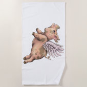 豚が飛ぶ ビーチタオル (正面)