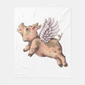 豚が飛ぶ フリースブランケット (正面)