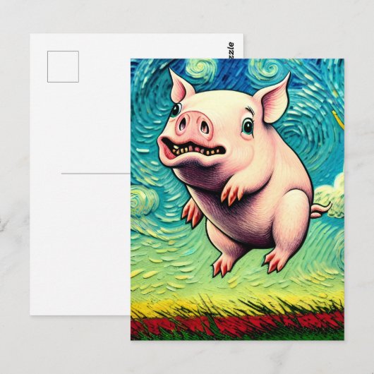 豚が飛ぶ ポストカード (正面/裏面)