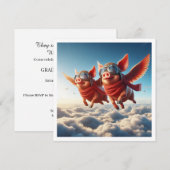 豚が飛んだ！飛ぶ豚の招待状、達成証明 招待状 (正面/裏面)