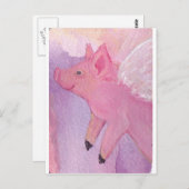 豚が飛飛んでいるぶ時に豚をピンキーにする ポストカード (正面/裏面)