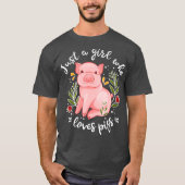豚ことわざ豚の恋人を愛する女の子だけ Tシャツ (正面)