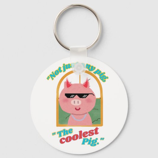 豚だけでなく豚もクール キーホルダー (正面)