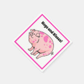 豚とキスかわいい豚の豚の漫画 スタンダードカクテルナプキン (角)